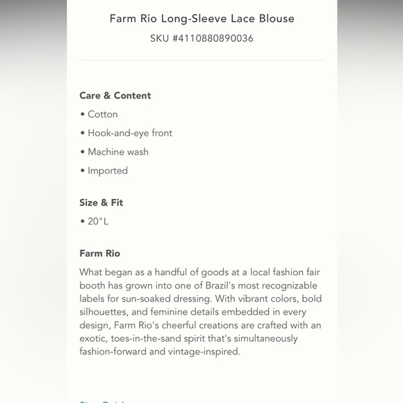 Farm Rio Long-Sleeve Lace Blouse Long-Sleeve
Lace Blouse Size XL. - Picture 14 of 17